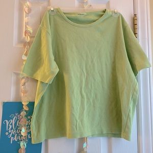 Large lime green cropped tee